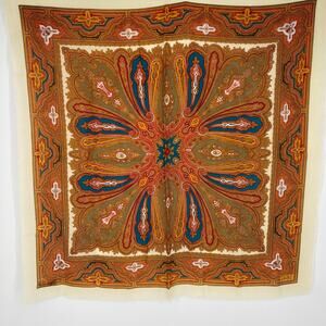 Vintage Club 7 Scarf 100% Wool Paisley Print Made In Japan